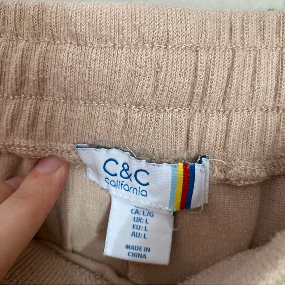 C&C California Cream Ribbed Lounge Shorts Elastic Waist Drawstring‎ Size Large - Picture 3 of 4